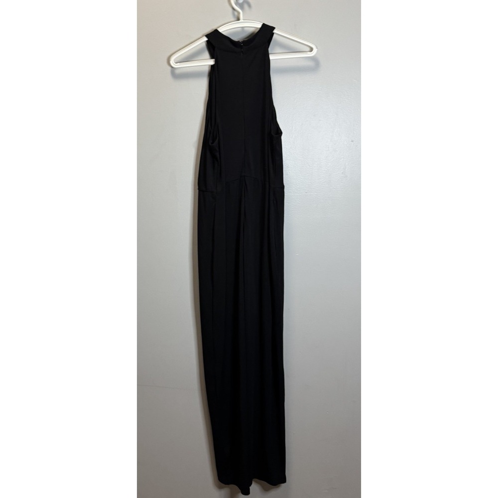Venus Dress Maxi Woman's Large Black Halter Sleeveless Wrap Open Front Lined - Picture 6 of 11